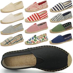 남녀공용 캔버스 신발, 통기성 캐주얼 신발, 슬립온 대마 신발, 그래피티 에스파듀, 신발 플랫, 2024 여름 가을