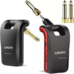 Lekato 무선 일렉트릭 기타 전기 음향 시스템, 송신기 수신기, 2.4Ghz, 2 인 1 플러그, 6 채널
