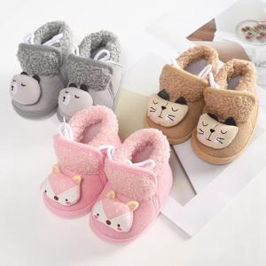 겨울 따뜻한 만화 동물 아기 신발, 유아 프리워커 코튼, 미끄럼 방지, 부드러운 유아 아기 침대 신발