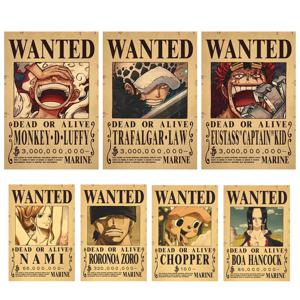 새로운 애니메이션 원피스 Luffy 3 억 바운티 Wanted 포스터 네 황제 아이 액션 피규어 빈티지 벽 장식 포스터 장난감