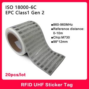 UHF RFID 습식 인레이 태그, UHF 스티커 라벨, Impinj M730 칩 전자 라벨, 고품질, 18000-6C, 860-960MHz, 915 MHz, 20 개