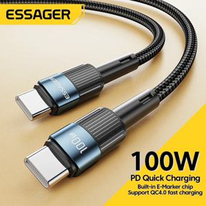 Essager USB C 유형 C 케이블 PD100W 60W 빠른 충전 와이어 USB-C 충전기 데이터 코드 Macbook Samsung Xiaomi 유형 C 케이블 3M
