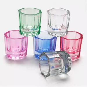 크리스탈 유리 아크릴 파우더 리퀴드 네일 컵, 다채로운 투명 물판 접시, 뚜껑 그릇 홀더 장비, 네일 아트 도구, 1 개