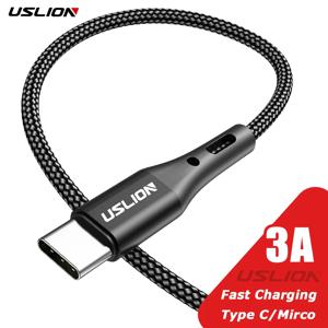 USLION 3A USB C타입 케이블, 휴대폰 고속 충전 데이터, 마이크로 타입 C 코드, 샤오미 13 12 프로 삼성 S23 포코 X5 레드미 OPPO용