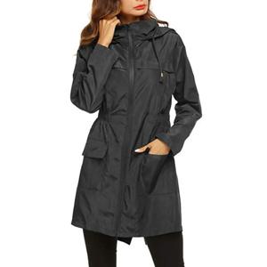 여성용 방풍 방수 비옷, 긴 후드 재킷, 가을 겨울 야외 하이킹 의류, 긴 레인 탑, 경량 비옷