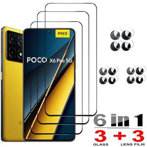 강화 유리 샤오미 Poco X6 Pro 5G Glass Poco X5 F5 Pro 화면 보호기 유리 포코 x5 프로 강화유리 & 카메라 보호 Xiaomi Poco X6Pro 휴대폰 전면 유리 Poko C65 M6 Pro Film PocoX6