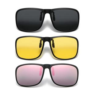 VIVIBEE 편광 플립업 클립 선글라스, 다크 UV400 운전용, 광변색 눈부심 방지 렌즈, 근시 선글라스, 자동차 운전자