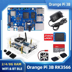 Orange Pi TF 카드 케이스 팬 방열판 전원 공급 장치 OPI 3B, 2 4/8 GB RAM DDR4 RK3566, 와이파이 블루투스 BLE SBC 옵션 256GB EMMC