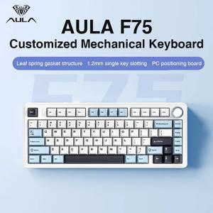 AULA F75 2.4G 무선 블루투스 유선 게임용 기계식 키보드, RGB 맞춤형 75% 레이아웃, OEM 프로파일 개스킷 구조