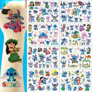 Lilo & 스티치 보물 만화 문신 스티커, 방수 귀여운 애니메이션 스티커, 생일 파티 용품 장식, 어린이 선물