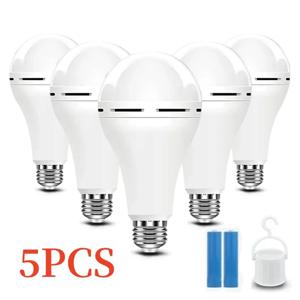 LED 전구 비상 조명 램프, E27, E14, AC100-240V 라이트, 실제 전력, 7W, 9W, 12W, 15W, 가정용 조명용 콜드 화이트 램프, 5 개