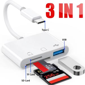 3 in 1 다기능 TF CF SD 메모리 카드 리더, SIM 카드 어댑터, USB C 타입 C OTG 컨버터, 맥북 노트북, 삼성 샤오미