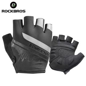 ROCKBROS-남녀 사이클링 충격방지 반장갑, 통기성 MTB 스포츠 장비 로드 자전거 내마모성 장갑