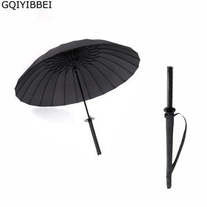 창의적인 긴 손잡이 대형 방풍 사무라이 검 우산, 일본 닌자 같은 태양 비 직선 우산, 자동 개방