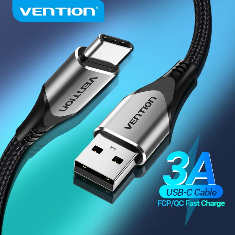 Vention USB C 타입 케이블, 삼성 포코 S21 용, 3A 고속 충전, USB C 충전기, 날짜 선, 샤오미 레드미 노트 8 용, C타입 카보 케이블