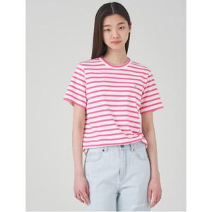 [23SS][Essential]스트라이프 라운드 반소매 티셔츠  핑크 BF3342UE1X