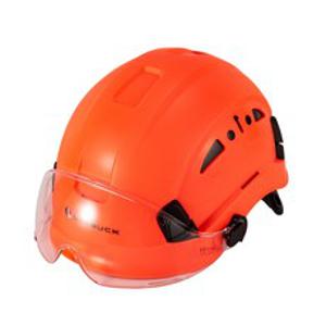 경량 안전모 헬맷 충돌 방지 눈 머리 보호 작업 현장, 1개, 주황색+투명