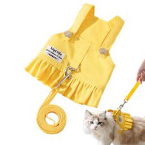 강아지 고양이 하네스 리드줄 세트 봄옷 옐로우, 1개, XL-cjn * XL-cjn * 1개 * 1개