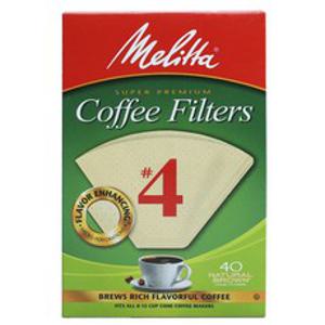 밀리타 Melitta 내추럴 브라운 커피필터 여과지 #4, 1개, 40개입