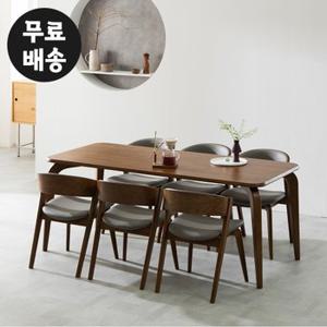 미즈 고무나무 원목 6인용 식탁세트 테이블 8인용 가능 북유럽 주방(그레이)