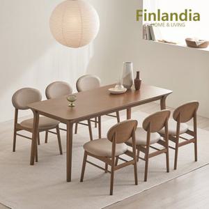핀란디아 시나몬 원목 6인 식탁세트(의자6)