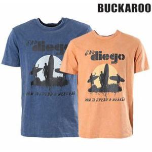 버커루 BUCKAROO 남성 20수 스노우워싱 라운드 티셔츠 B202TS110P
