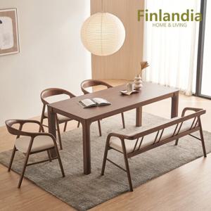 핀란디아 아멜리 원목 6인 식탁세트(의자3+벤치1)