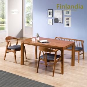 핀란디아 카라벨 4인 원목식탁세트(의자2+벤치1)
