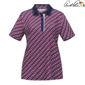 [아놀드파마] 여성 컬러풀 배색 패턴 포인트 티셔츠 ALM0KL08_NV