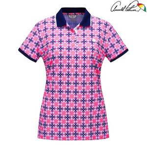 [아놀드파마] 여성 카라 포인트 패턴 반팔 티셔츠 ALM9KL08_PI
