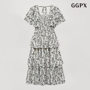 [GGPX]패턴 캉캉 하프 원피스 (GOBOW044D)