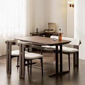 헤이몰리 반즈 원목 4인 식탁 테이블 세트(벤치+의자)