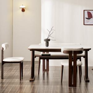 헤이몰리 반즈 세라믹 원목 4인 식탁 테이블 세트(벤치+의자)