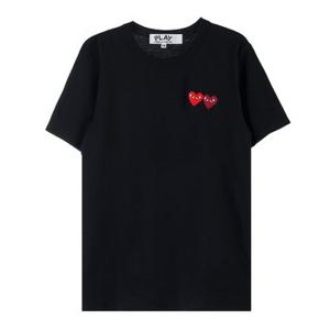 [꼼데가르송] 여성 더블 하트 로고 와펜 티셔츠 AZ P1T225 051 BLACK