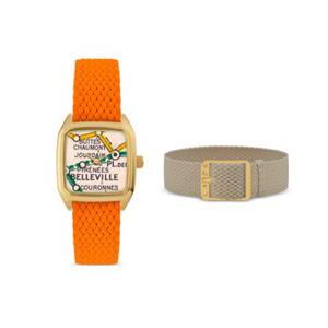 [Limited Edition]Prima Belleville(Perlon Orange) + 14mm Watch Strap (Beige Gold)_