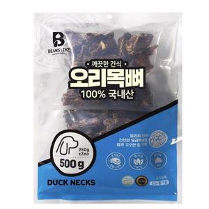 빈즈라이크 오리목뼈 500g 국내산 대용량간식