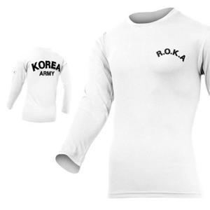 [셀러허브_여성트랜드패션]쿨드라이 ROKA 로카 흰색 긴팔 군대 티셔츠