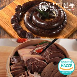 [남도전통] 전통시장 재래식 찰순대 1kg + 내장모듬 1kg