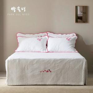 [킹] 박술녀 순면 광목 자수 침대커버 160x210cm