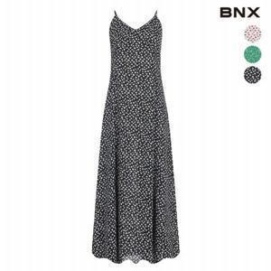 [BNX]여성 로즈 패턴 쉬폰 나시 롱 원피스