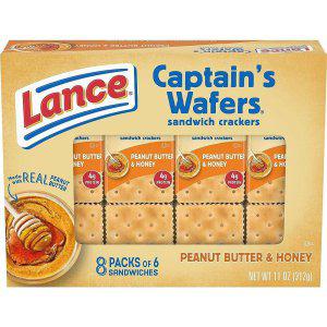 [미국] Lance 샌드위치 크래커 Captains Wafers 땅콩 버터와 꿀 8팩 각 샌드위치 6개
