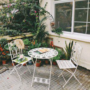 빈티지 접이식 철제 테이블 세트 카페 테라스 정원 펜션 북유럽 2인 빈티지 야외 티테이블 의자단품