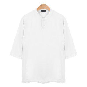헨리넥 7부 화이트 티셔츠 CMT013