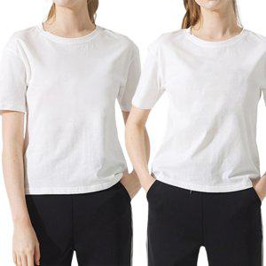 순면 화이트 기본티 코마사 고급원단 흰색 면 반팔티 캐주얼 레이어드 라운드넥 티셔츠 여성 슬림핏 T 셔츠