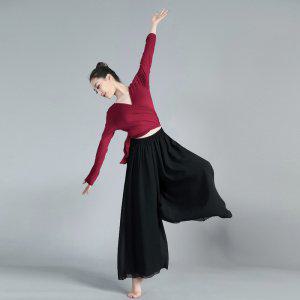 한국무용통바지 시폰 나팔 슬랙스 팬츠 현대무용 연습복 와이드 빈티지 중국풍 댄스 무용복