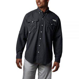 [해외직구 ] 컬럼비아 남성용 PFG 바하마 II 긴소매 셔츠, 블랙, 라지.
