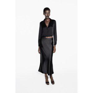 자라 ZARA 여성 새틴 크롭 셔츠 - 컬러 : 블랙281678