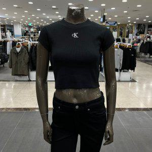 [캘빈클라인 (패플)] [캘빈클라인]여성 CK 립 크롭 슬림핏 반팔 티셔츠 ZW02588-BEH
