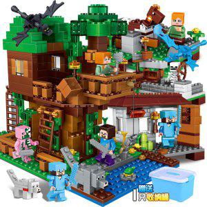 2024 새로운 마인크래프트 빌딩 블록 소년 퍼즐 장난감 키즈 빌리지 하우스 선물