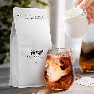 웨어드 1kg 원두 커피 로스팅 맛있는 고소한 에스프레소 디카페인 홀빈 분쇄 드립